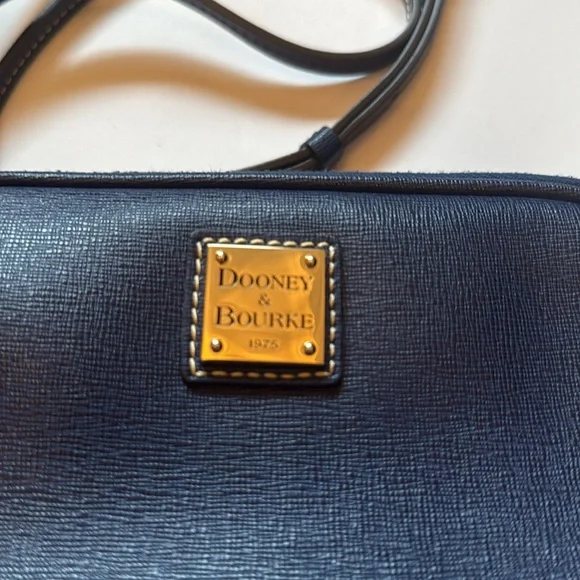 Dooney & Bourke Saffiano Leather Sawyer Crossbody in navy blue. - Picture 3 of 9